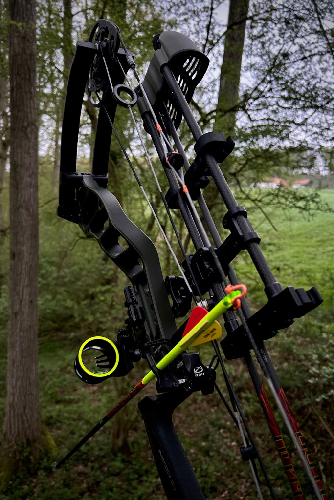 Arc compound équipé pour un affût à l'arc depuis un treestand