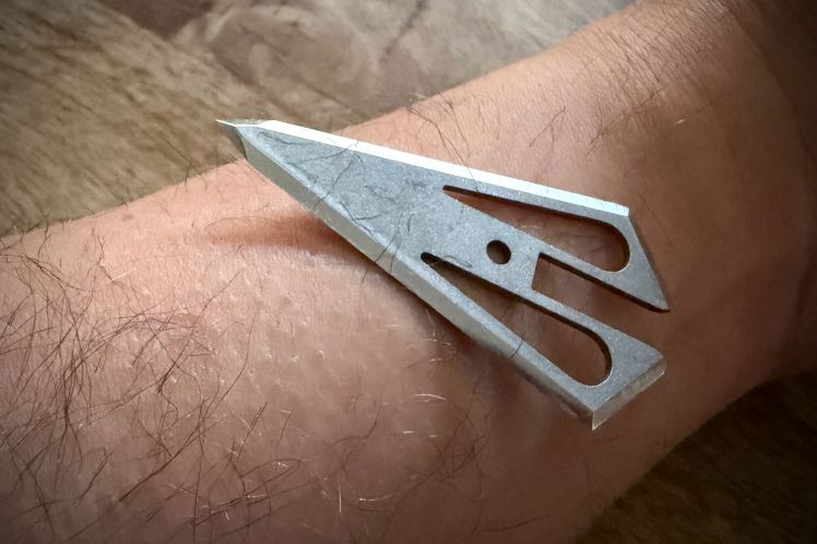 Test de rasage réalisé avec une Magnus Stinger fraîchement affûtée