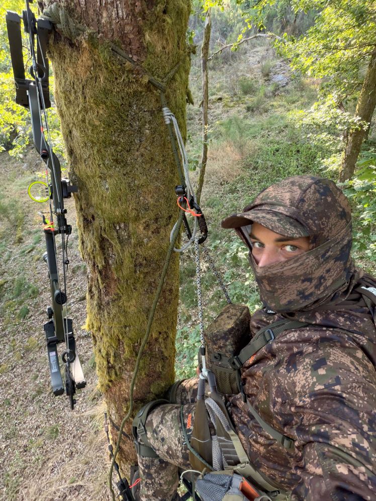 Premier affût avec la plateforme Lean Ascent et équipement de saddle hunting.