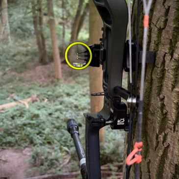 Vue depuis le poste d'affût à travers le Bowtech Ascend vers la coulée empruntée par Flèche.
